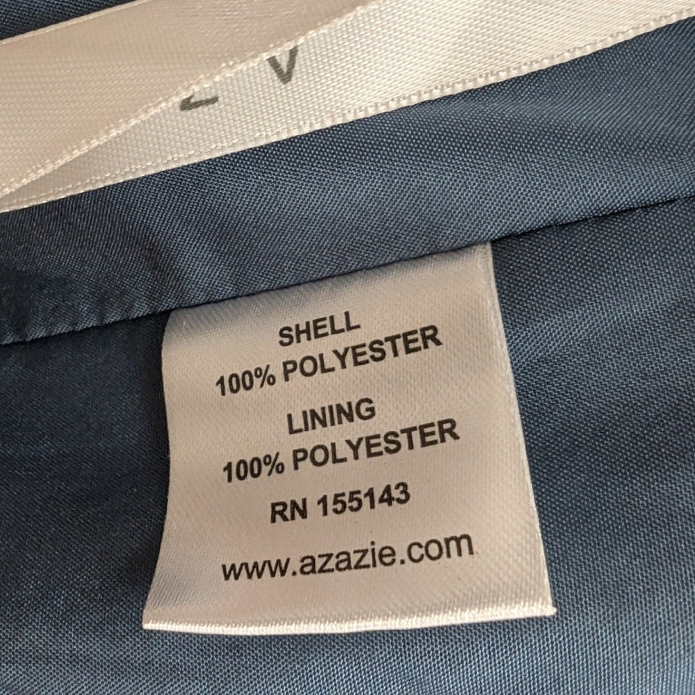 Azazie Lyra Convertible Maxi Dress Sz 12 Dusty Blue Ruffle V-Neck Chiffon Formal - Picture 10 of 12